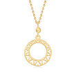 10kt Yellow Gold Openwork Geometric Circle Necklace