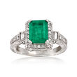 2.00 Carat Emerald and .50 ct. t.w. Diamond Ring in 14kt White Gold