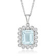2.50 Carat Aquamarine and .24 ct. t.w. Diamond Pendant Necklace in 14kt White Gold