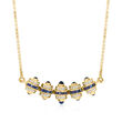 C. 1980 Vintage 1.60 ct. t.w. Sapphire and .70 ct. t.w. Diamond Necklace in 20kt Yellow Gold