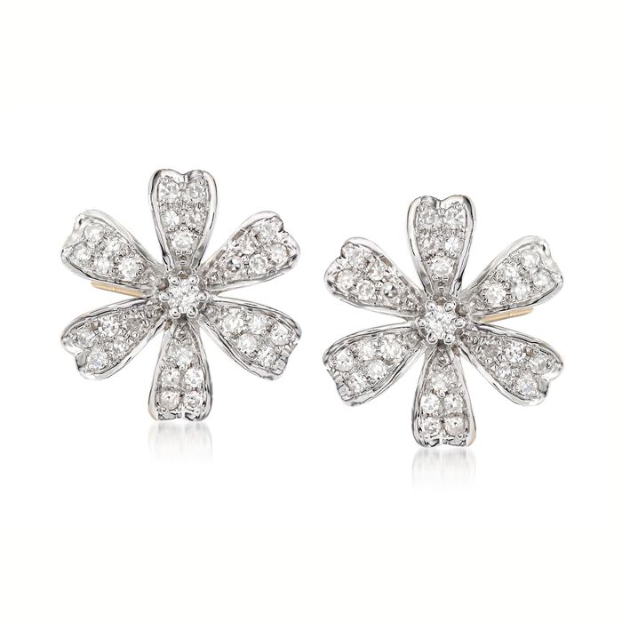 .28 ct. t.w. Diamond Flower Earrings in 14kt Yellow Gold