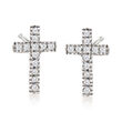 .10 ct. t.w. Diamond Cross Earrings in Sterling Silver