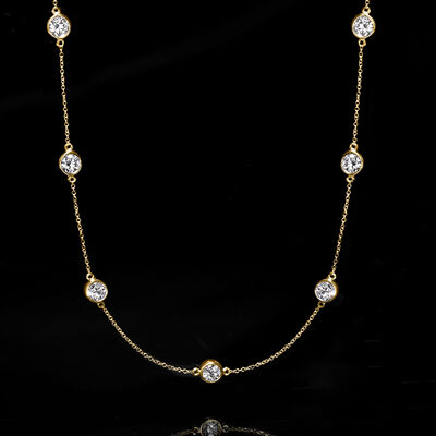 5.00 ct. t.w. Lab-Grown Diamond Station Necklace in 14kt Yellow Gold