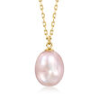 9-10mm Pink Cultured Pearl Necklace in 14kt Yellow Gold