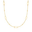 Italian 14kt Yellow Gold Bead and Paper Clip Link Station Necklace