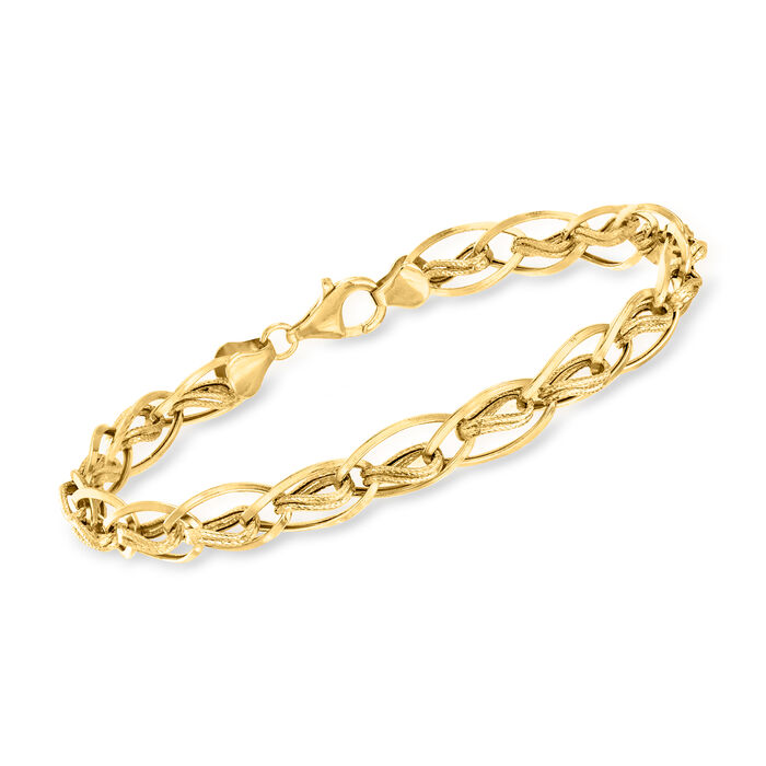 14kt Yellow Gold Oval and Double-Twisted Link Bracelet