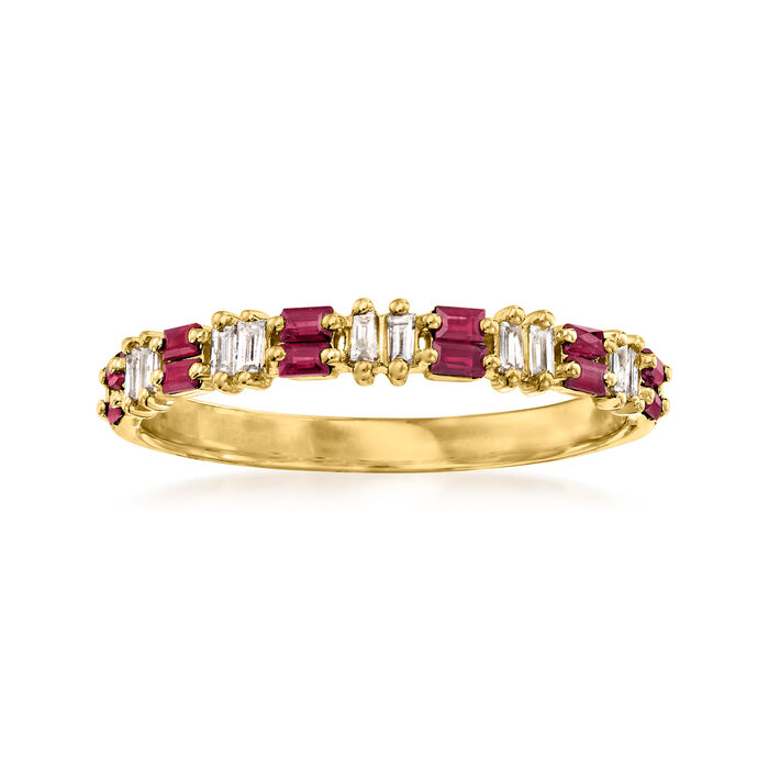 .30 ct. t.w. Ruby and .10 ct. t.w. Diamond Ring in 14kt Yellow Gold