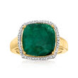 4.70 Carat Emerald and .14 ct. t.w. Diamond Halo Ring in 18kt Gold Over Sterling