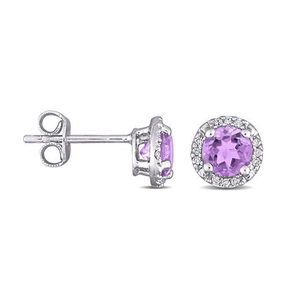 .80 ct. t.w. Amethyst Earrings with Diamond Accents in Sterling Silver