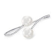 12-13mm Cultured South Sea Pearl Bypass Bangle Bracelet with 1.00 ct. t.w. Diamonds in 18kt White Gold