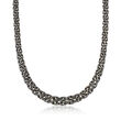 Sterling Silver Graduated Byzantine Necklace in Black
