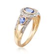 .60 ct. t.w. Tanzanite and .14 ct. t.w. Diamond Ring in 14kt Yellow Gold