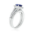 1.30 Carat Sapphire and .49 ct. t.w. Diamond Ring Set in 14kt White Gold