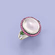 Pink Chalcedony and .80 ct. t.w. Mixed Gemstone Ring in Sterling Silver