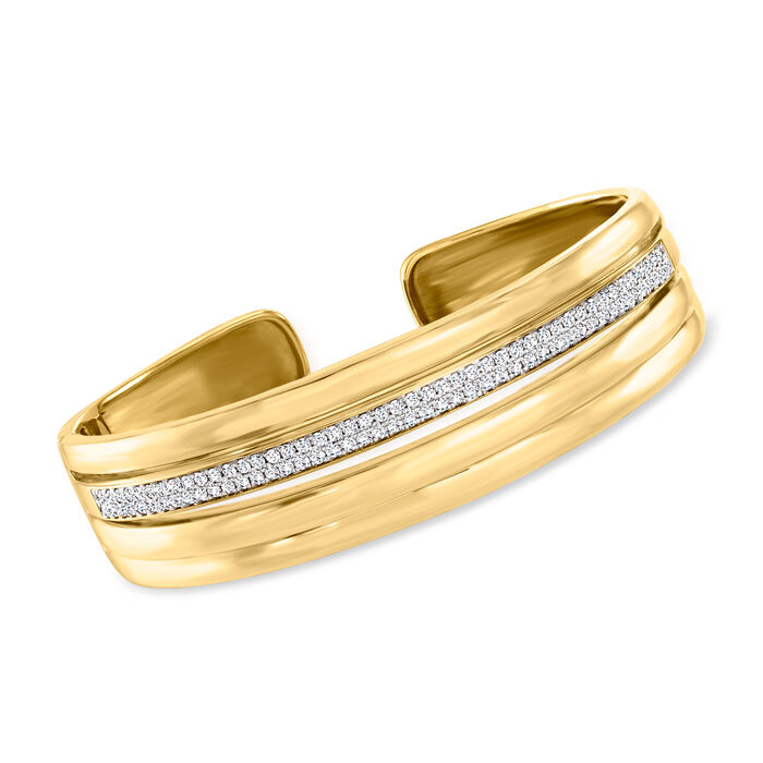 1.20 ct. t.w. Diamond Stripe Cuff Bracelet in 14kt Yellow Gold