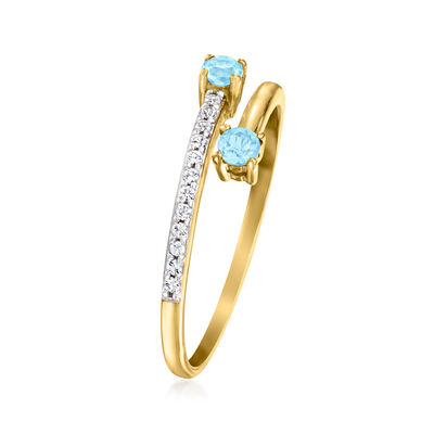 .20 ct. t.w. Swiss Blue and White Topaz Bypass Ring in 14kt Yellow Gold