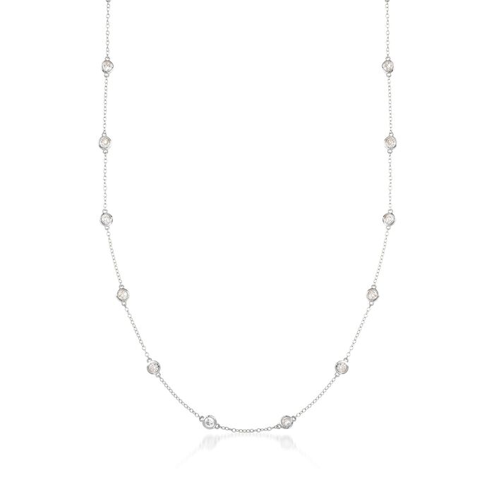 1.50 ct. t.w. Bezel-Set Diamond Station Necklace in 18kt White Gold