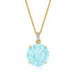 7.00 Carat Sky Blue Topaz Pendant Necklace with Diamond Accents in 14kt Yellow Gold