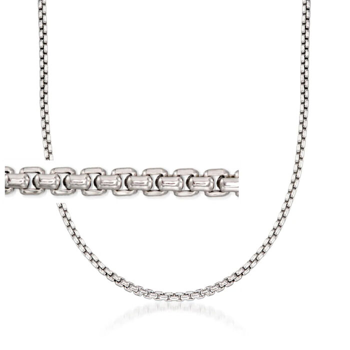 2.5mm Sterling Silver Rounded Box Chain Necklace