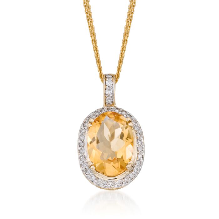 5.80 Carat Citrine and .35 ct. t.w. Diamond Pendant Necklace in 14kt Yellow Gold 