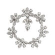 C. 1980 Vintage 1.60 ct. t.w. Diamond Floral Circle Pin in 14kt White Gold