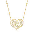 Italian 18kt Yellow Gold Floral Heart Necklace