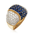 C. 1980 Vintage 4.82 ct. t.w. Sapphire and 2.17 ct. t.w. Diamond Ring in 14kt Yellow Gold