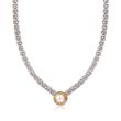 10mm Cultured Button Pearl Byzantine Necklace in 14kt Yellow Gold and Sterling Silver