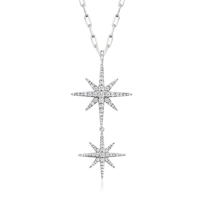 Charles Garnier &quot;Starburst&quot; .80 ct. t.w. CZ Starburst Pendant Necklace in Sterling Silver