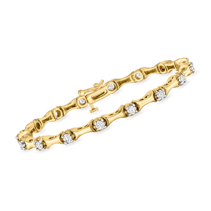 C. 1990 Vintage 2.25 ct. t.w. Diamond Link Bracelet in 14kt Yellow Gold