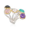 Multi-Stone Cabochon Ring in Two-Tone Sterling Silver