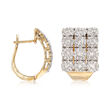 2.00 ct. t.w. Diamond Three-Row Hoop Earrings in 14kt Yellow Gold 