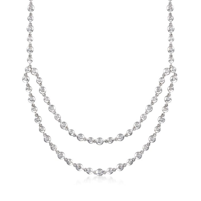 C. 2000 Vintage .80 ct. t.w. Diamond Layered Bead Necklace in 14kt White Gold