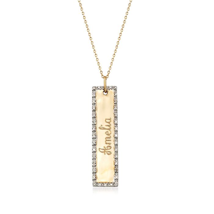 .11 ct. t.w. Diamond Name Bar ID Pendant Necklace in 14kt Yellow Gold