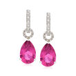 6.50 ct. t.w. Pink Topaz Removable Hoop Drop Earrings with Diamond Accents in Sterling Silver