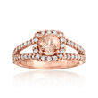 .80 Carat Morganite and .48 ct. t.w. Diamond Ring in 14kt Rose Gold