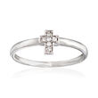 C. 1990 Vintage 14kt White Gold Cross Ring with Diamond Accents