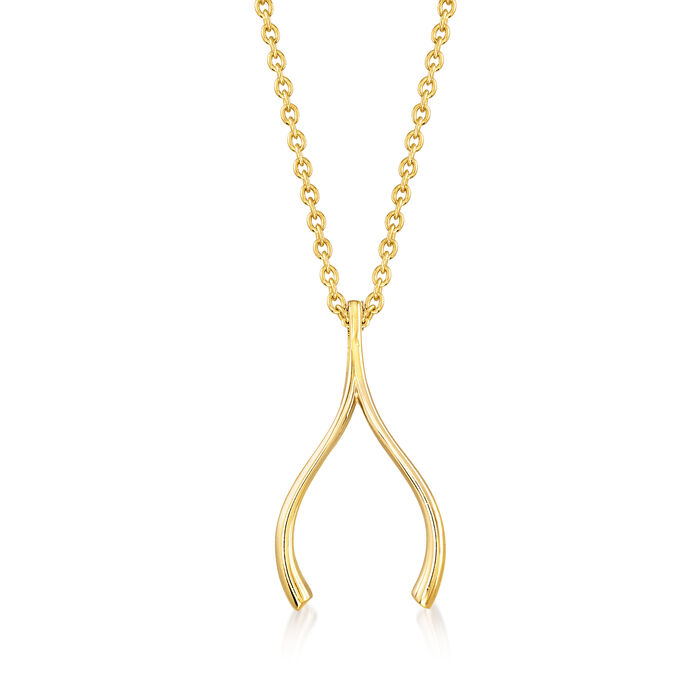 14kt Yellow Gold Wishbone Necklace