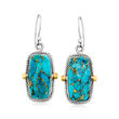 Turquoise Drop Earrings in Two-Tone Sterling Silver