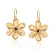 .70 ct. t.w. Garnet Flower Drop Earrings in 18kt Yellow Gold Over Sterling Silver 