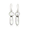 Cultured Biwa Pearl Drop Earrings in Sterling Silver