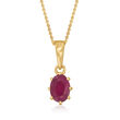 1.10 Carat Ruby Pendant Necklace in 14kt Yellow Gold
