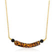 Italian Leopard-Print Murano Glass Bead Necklace in 18kt Gold Over Sterling