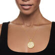 Mother-of-Pearl Floral Pendant Necklace in 18kt Gold Over Sterling 18-inch