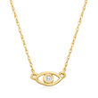 14kt Yellow Gold Evil Eye Necklace with Diamond Accent