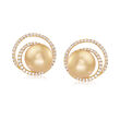 11mm Cultured Golden South Sea Pearl and .80 ct. t.w. Diamond Swirl Earrings in 18kt Yellow Gold