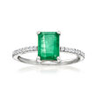1.70 Carat Emerald and .12 ct. t.w. Diamond Ring in 14kt White Gold