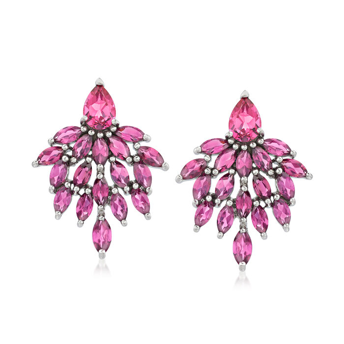 5.00 ct. t.w. Rhodolite Garnet and 1.40 ct. t.w. Pink Topaz Drop Earrings in Sterling Silver