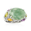 Jade and .90 ct. t.w. Multi-Gemstone Ring in Sterling Silver