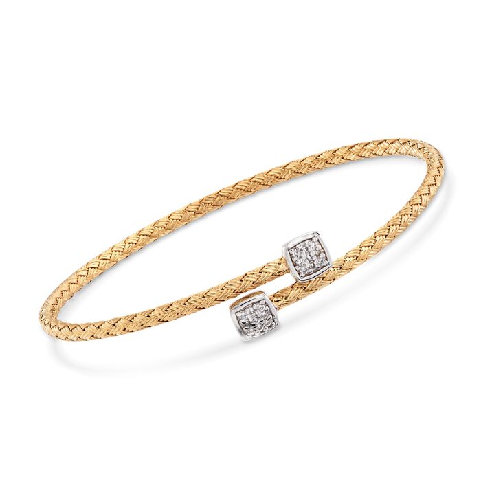 Charles Garnier &quot;Nana&quot; .15 ct. t.w. CZ Bypass Bracelet in Two-Tone Sterling Silver